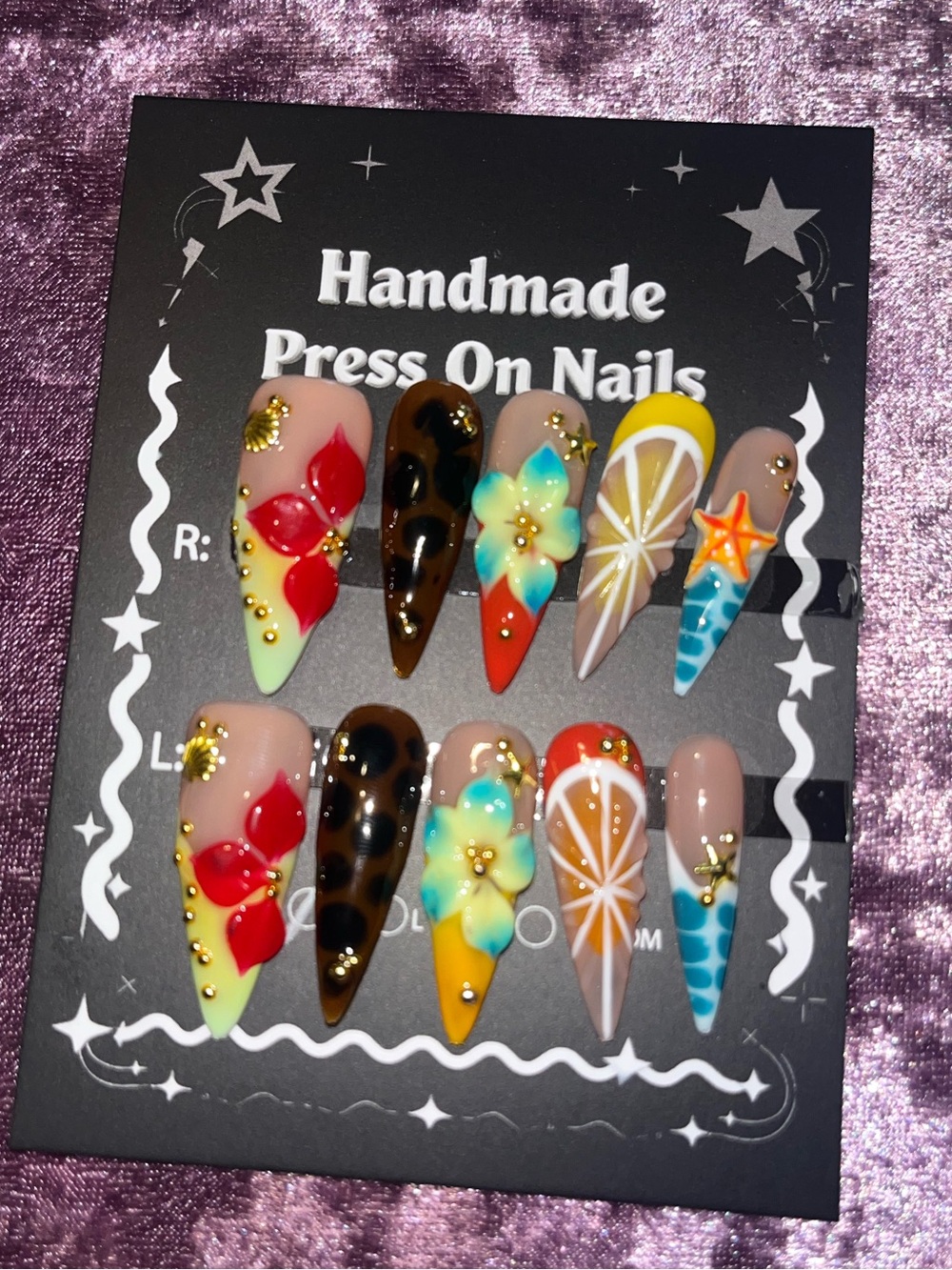 Handmade Press On Nails - Colorful Floral & Tropical Designs